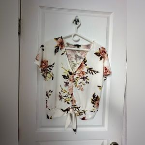 Dynamite Size S. Tie front floral print with a bit of stretch.